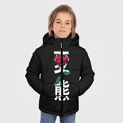 Куртка зимняя для мальчика Цветок в иероглифах, цвет: 3D-светло-серый — фото 2