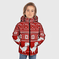 Куртка зимняя для мальчика Вязаный рисунок, цвет: 3D-красный — фото 2