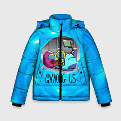 Куртка зимняя для мальчика Among Us карты, цвет: 3D-черный