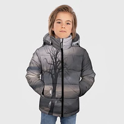 Куртка зимняя для мальчика Черное древо и белый лис, цвет: 3D-черный — фото 2