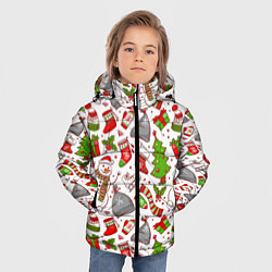 Куртка зимняя для мальчика Новогодний фон, цвет: 3D-красный — фото 2