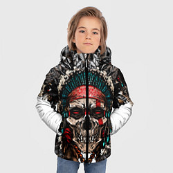 Куртка зимняя для мальчика Череп индейца, цвет: 3D-красный — фото 2