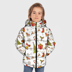 Куртка зимняя для мальчика Новогодний фон, цвет: 3D-красный — фото 2