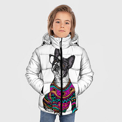 Куртка зимняя для мальчика Мопс Хипстер, цвет: 3D-черный — фото 2