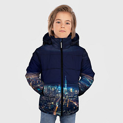 Куртка зимняя для мальчика Ночной город, цвет: 3D-черный — фото 2