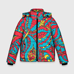 Куртка зимняя для мальчика Цветочный Узор, цвет: 3D-черный