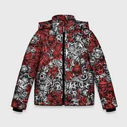 Куртка зимняя для мальчика Красные и Белые самураи, цвет: 3D-светло-серый