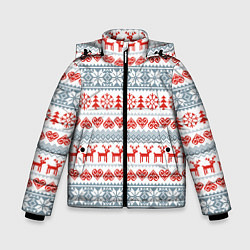 Зимняя куртка для мальчика Новогодний пиксельный узор