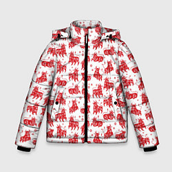 Куртка зимняя для мальчика Новый год быка 2021, цвет: 3D-черный