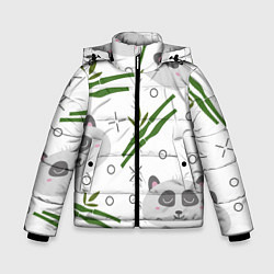 Куртка зимняя для мальчика Панда с бамбуком, цвет: 3D-черный