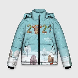 Куртка зимняя для мальчика Год быка 2021, цвет: 3D-черный