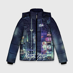 Куртка зимняя для мальчика Welcome to Night City, цвет: 3D-черный