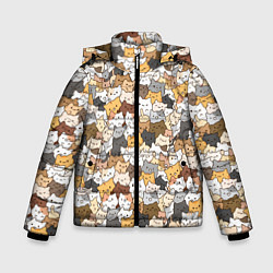 Куртка зимняя для мальчика Котики муркотики, цвет: 3D-черный