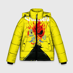 Куртка зимняя для мальчика Киберпанк 2077 Киану на спине, цвет: 3D-черный