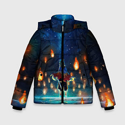 Куртка зимняя для мальчика Ренгоку Кёджуро Клинок демонов, цвет: 3D-черный
