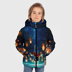 Куртка зимняя для мальчика Ренгоку Кёджуро Клинок демонов, цвет: 3D-черный — фото 2