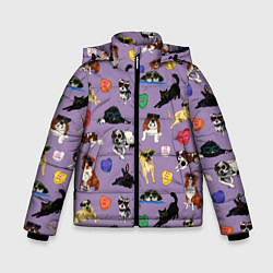 Куртка зимняя для мальчика Собаки Love me, цвет: 3D-черный