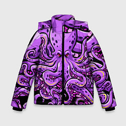 Куртка зимняя для мальчика Кровожадный осьминог, цвет: 3D-черный