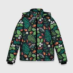 Зимняя куртка для мальчика Лесные листочки цветочки
