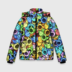 Куртка зимняя для мальчика Цветные Поп Котики, цвет: 3D-черный