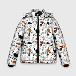 Куртка зимняя для мальчика Коты Паттерн, цвет: 3D-черный