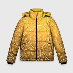 Куртка зимняя для мальчика БИТКОИН МОНЕТЫ, цвет: 3D-черный