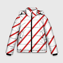 Куртка зимняя для мальчика Полосы красные на белом, цвет: 3D-красный