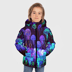 Куртка зимняя для мальчика Неоновые медузы, цвет: 3D-красный — фото 2