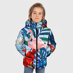 Куртка зимняя для мальчика Фламинго в папоротнике, цвет: 3D-черный — фото 2