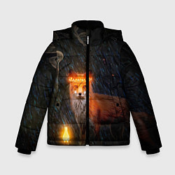 Куртка зимняя для мальчика Лиса с огненной короной, цвет: 3D-черный