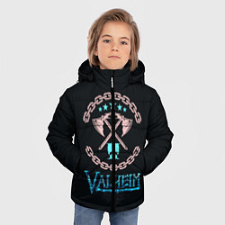 Куртка зимняя для мальчика Valheim лого и цепи, цвет: 3D-черный — фото 2