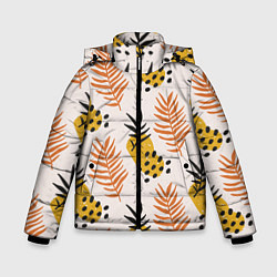 Куртка зимняя для мальчика Абстрактные ветви - узор, цвет: 3D-черный