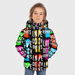 Куртка зимняя для мальчика ЛЮБОВЬ СМЕРТЬ И РОБОТЫ УЗОР, цвет: 3D-черный — фото 2