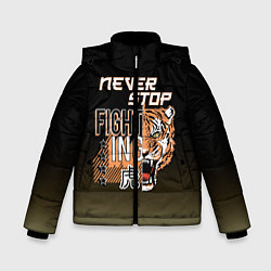 Куртка зимняя для мальчика FIGHT TIGER тигр боец, цвет: 3D-черный