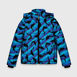 Куртка зимняя для мальчика Черные акулы паттерн, цвет: 3D-черный