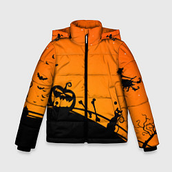 Куртка зимняя для мальчика Хэллоуин, цвет: 3D-черный