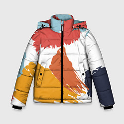 Куртка зимняя для мальчика Цветные пятна, мазки кистью, цвет: 3D-красный
