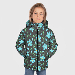 Куртка зимняя для мальчика Цветочный узор на темном фоне, цвет: 3D-черный — фото 2