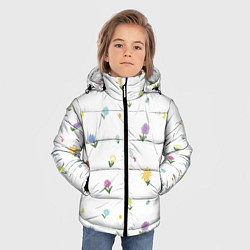 Куртка зимняя для мальчика Цветы и бабочки, цвет: 3D-черный — фото 2