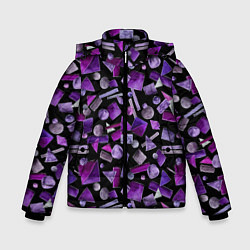 Куртка зимняя для мальчика Геометрический фиолетовый, цвет: 3D-черный