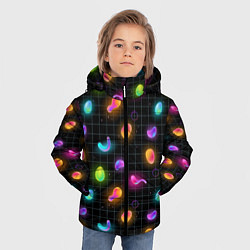 Куртка зимняя для мальчика Ночные фонарики-светлячки, цвет: 3D-черный — фото 2