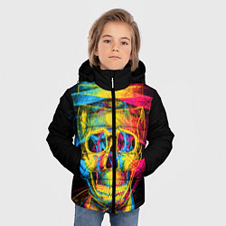 Куртка зимняя для мальчика Череп-анаглиф, цвет: 3D-светло-серый — фото 2