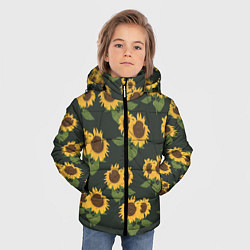 Куртка зимняя для мальчика Подсолнухи, цвет: 3D-черный — фото 2