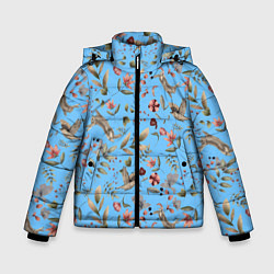 Куртка зимняя для мальчика Кролик и Синичка, цвет: 3D-черный
