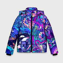 Куртка зимняя для мальчика Неоновые Звери, цвет: 3D-черный