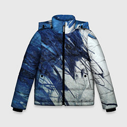 Куртка зимняя для мальчика Серо-синее абстрактное, цвет: 3D-черный