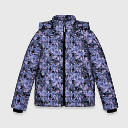 Куртка зимняя для мальчика Сине-фиолетовый цветочный узор, цвет: 3D-черный