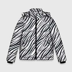 Куртка зимняя для мальчика Черно-белый полосатый тигровый, цвет: 3D-черный