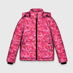 Куртка зимняя для мальчика Цикламеновая пиксельная абстракция, цвет: 3D-черный