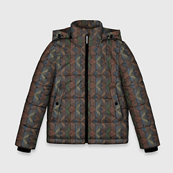 Куртка зимняя для мальчика Абстракция из разноцветных треугольников из линий, цвет: 3D-черный